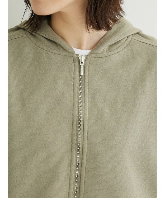 Green Parks コットンＵＳＡミニ裏毛ロングＺＩＰパーカー Khaki