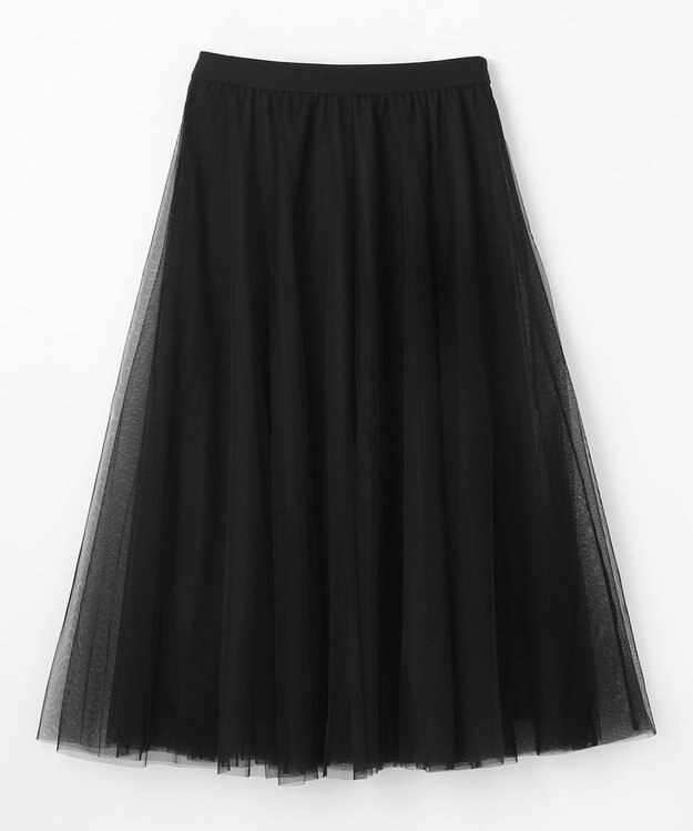 ANY 【ウエストゴム】チュールフレアースカート ブラック