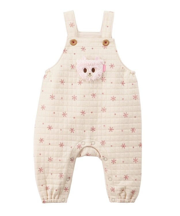 MIKI HOUSE HOT BISCUITS キルト素材 オーバーオール＆Tシャツギフトセット【BOX付き】 アイボリー