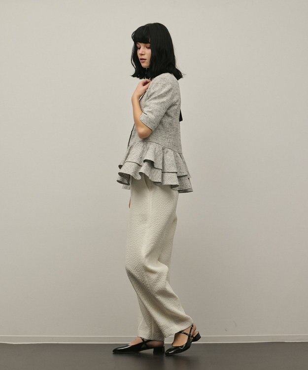 GRACE CONTINENTAL オーガンジージャガードパンツ キナリ