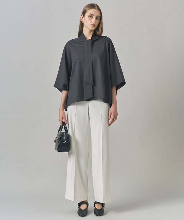 ICB 【洗える】 トリアセボディシェルピーチ ワイドパンツ オフホワイト系