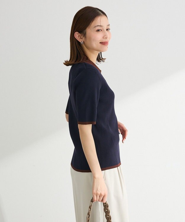 Green Parks 配色ニットポロ Navy