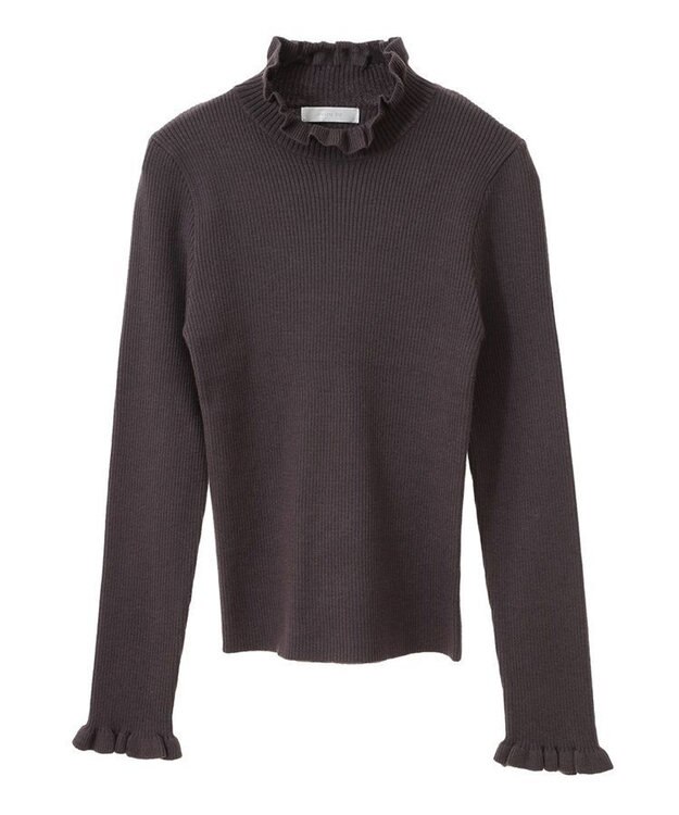 Green Parks ・ｓｗｉｎｇ　ｂｙ　フリルハイネックリブニット Charcoal Gray