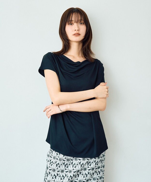 YECCA VECCA 【接触冷感】ドレープカットトップス Black