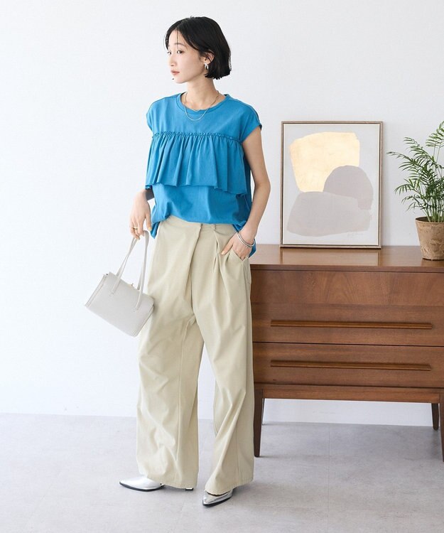 CRAFT STANDARD BOUTIQUE 接触冷感/ドロストフリルカットソープルオーバー Blue