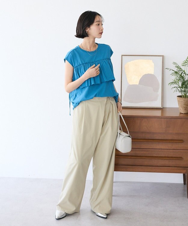 CRAFT STANDARD BOUTIQUE 接触冷感/ドロストフリルカットソープルオーバー Blue