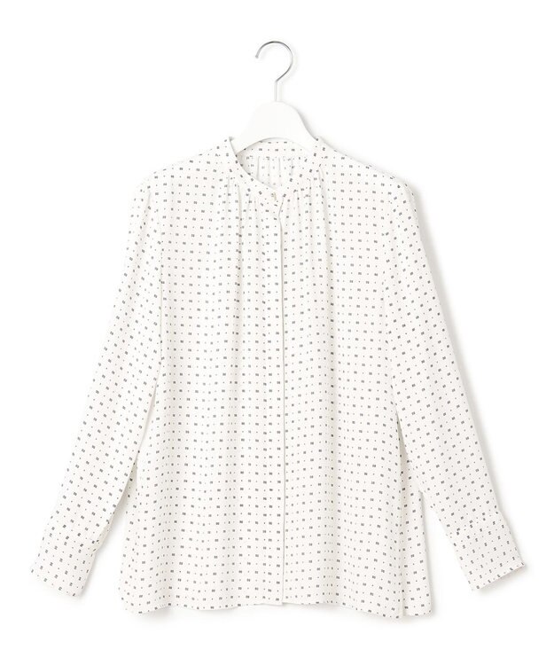 23区 S スクエアドット プリント ブラウス アイボリープリント