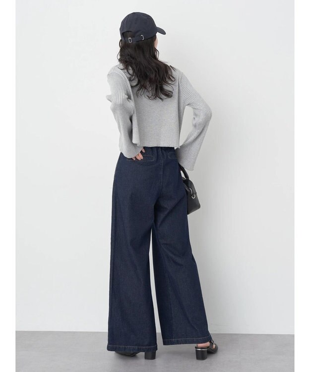 earth music&ecology ボタンフライワイドデニムパンツ Indigo