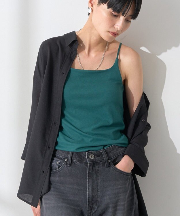 AMERICAN HOLIC 【カップ付き】細リブキャミソール Green