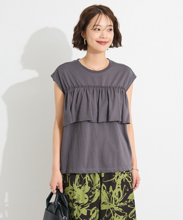 CRAFT STANDARD BOUTIQUE 接触冷感/ドロストフリルカットソープルオーバー Charcoal Gray