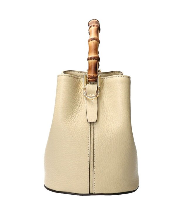 INTER-CHAUSSURES 【LORISTELLA】バンブーハンドルレザーバケットバッグ ライトグリーン