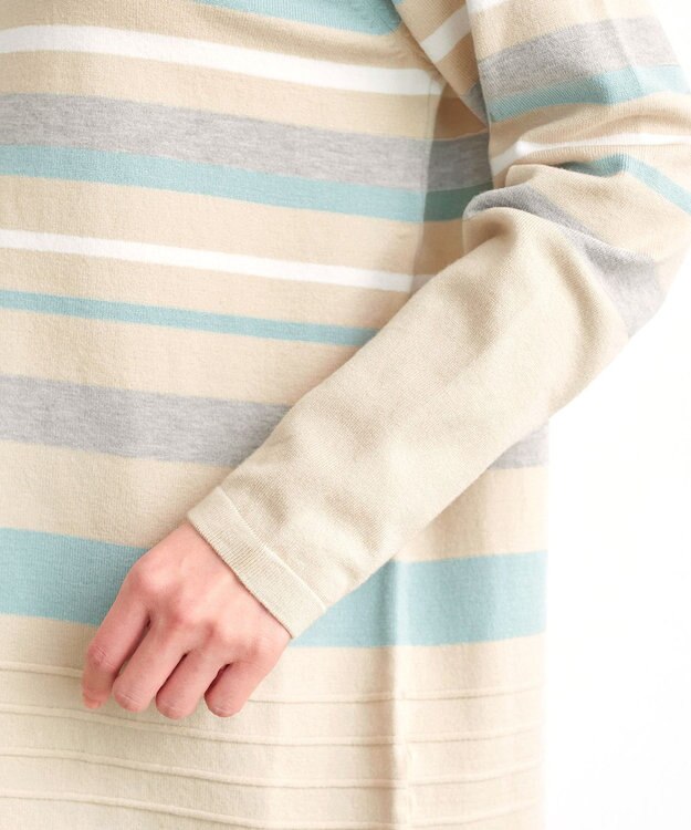 Tiaclasse 【洗える】マルチボーダーニットチュニック ベージュ