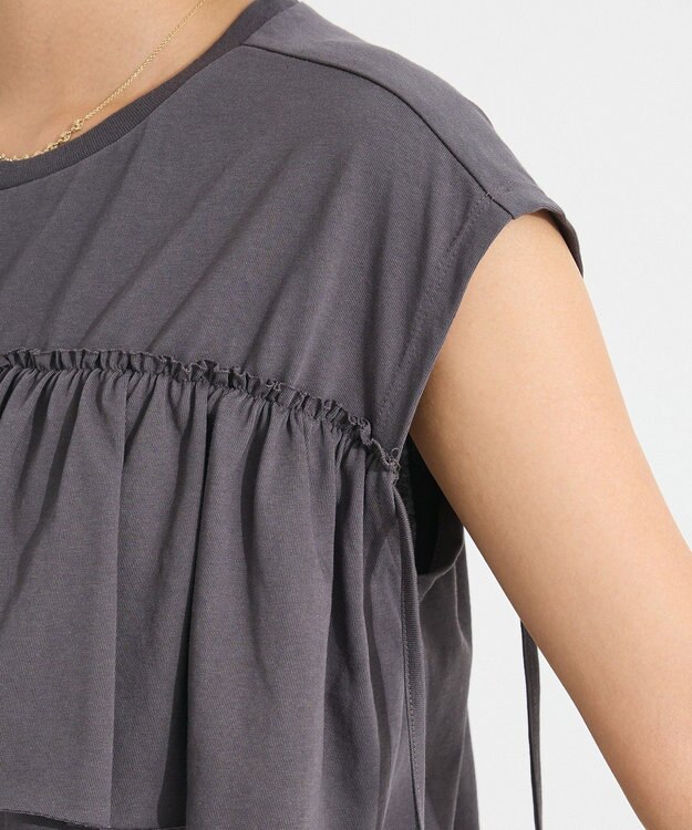 CRAFT STANDARD BOUTIQUE 接触冷感/ドロストフリルカットソープルオーバー Charcoal Gray