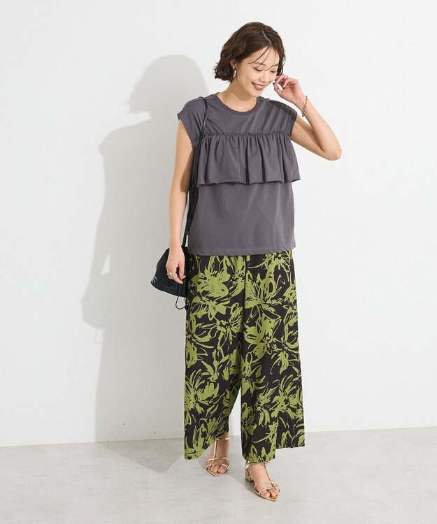 CRAFT STANDARD BOUTIQUE 接触冷感/ドロストフリルカットソープルオーバー Charcoal Gray