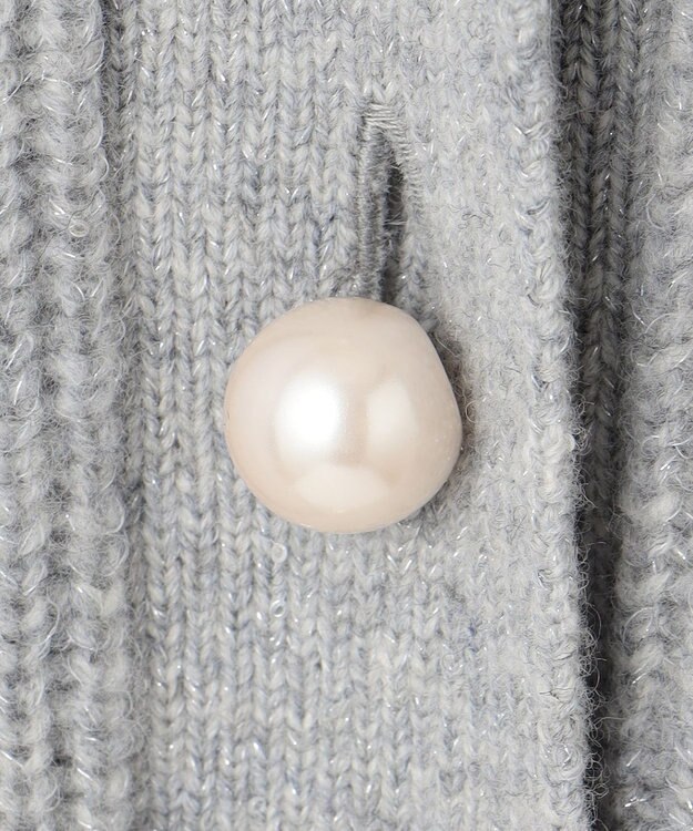 自由区 【洗える】ウールカシミヤブレンドラメスパンコールニット カーディガン グレーメランジ×シルバー