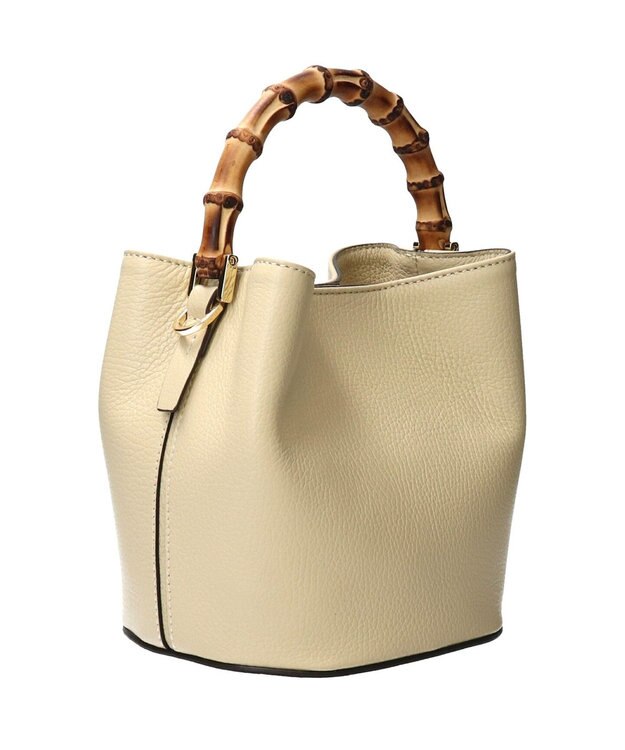 INTER-CHAUSSURES 【LORISTELLA】バンブーハンドルレザーバケットバッグ ライトグリーン