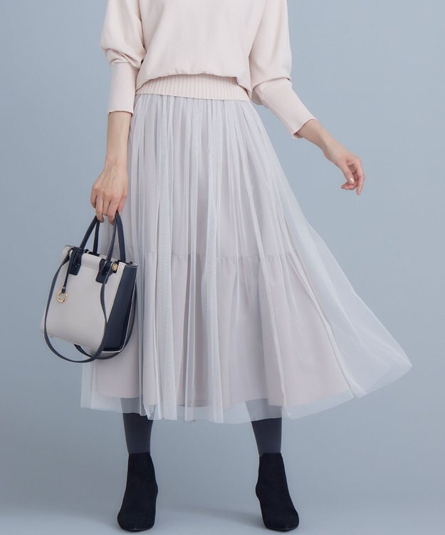 組曲 S ギャザーチュール ドラマティック スカート ピンクベージュ系