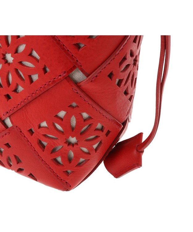 genten サステナブルカットワーク ポシェット アカ