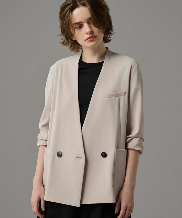 uncrave 【接触冷感・撥水・洗濯機洗い可】クールタッチツイル ジャケット（uncrave STANDARD） ピンクベージュ