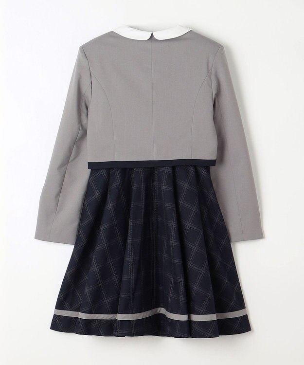 ANY KIDS ボレロ付き ワンピース グレー×ネイビーチェック