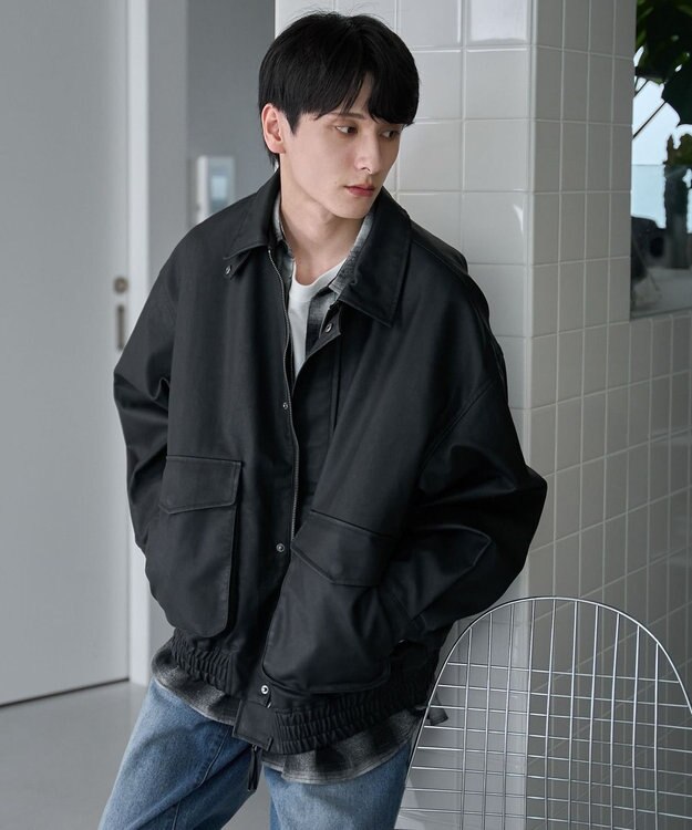 WEGO 【ユニセックス着用ITEM】エコレザー2WAYフライトジャケット ブラック