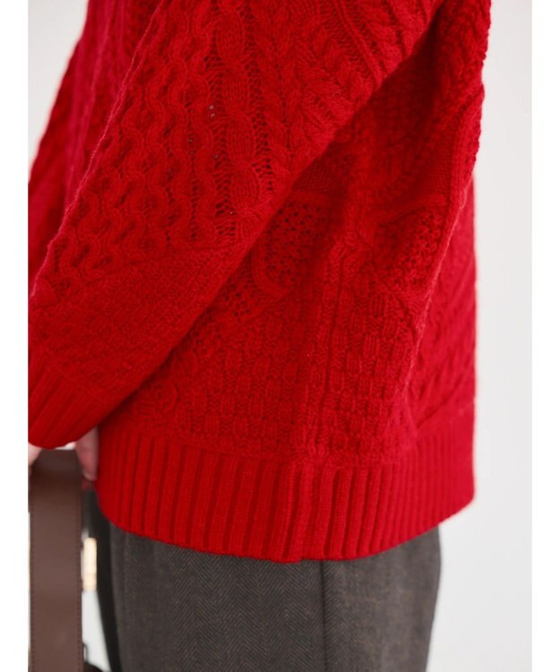 AMERICAN HOLIC パッチワークケーブルニットチュニック Red