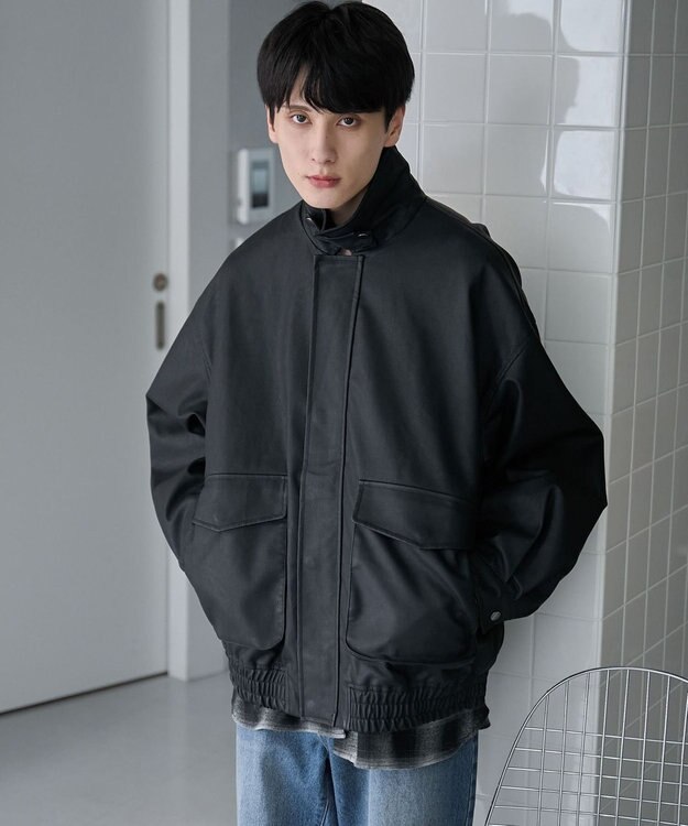 WEGO 【ユニセックス着用ITEM】エコレザー2WAYフライトジャケット ブラック