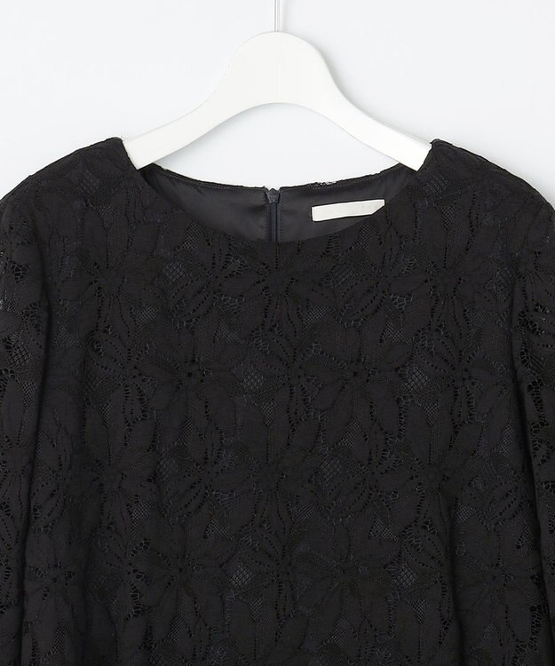 自由区 L 【17号サイズまで展開・カタログ掲載】トリアセダブルクロスレース ワンピース ネイビー