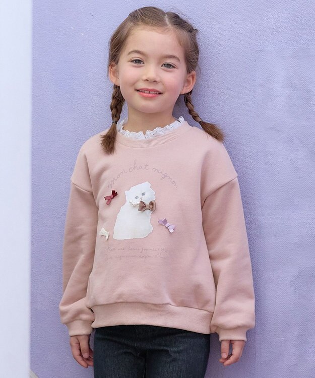 ANY KIDS フォトネコ 裏毛 トレーナー ピンク