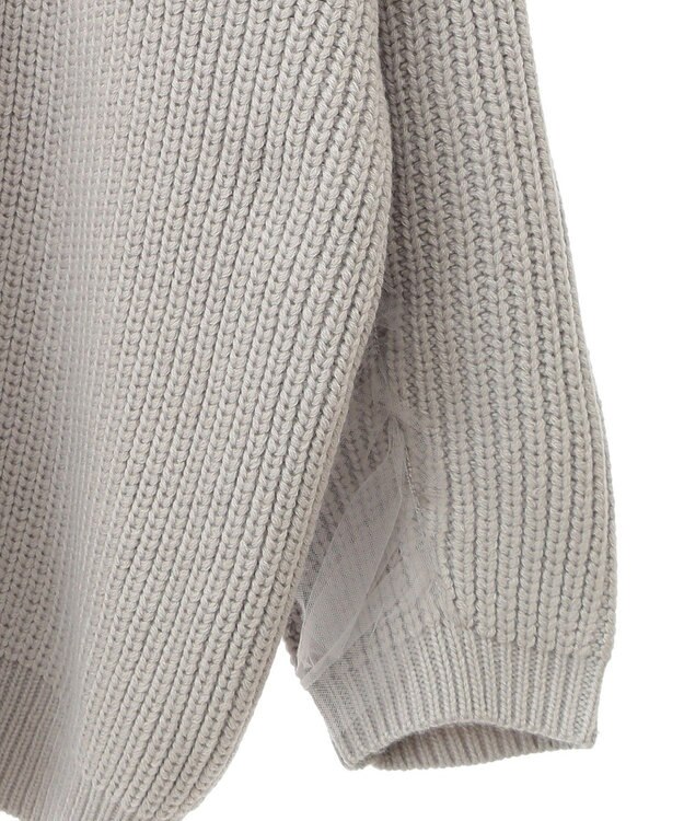 earth music&ecology チュールフリルカーディガン Light Gray