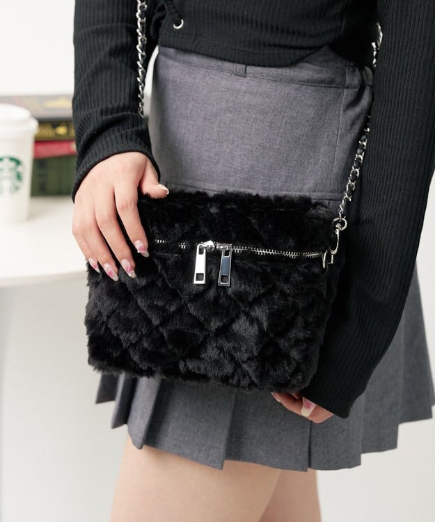 WEGO ファーバニティショルダー ブラック