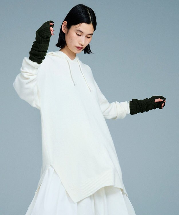 UNFILO ふわもちニット アームウォーマー カーキ