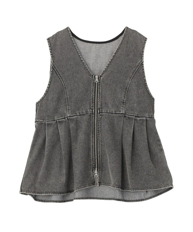 Green Parks デニムペプラムジレ Black