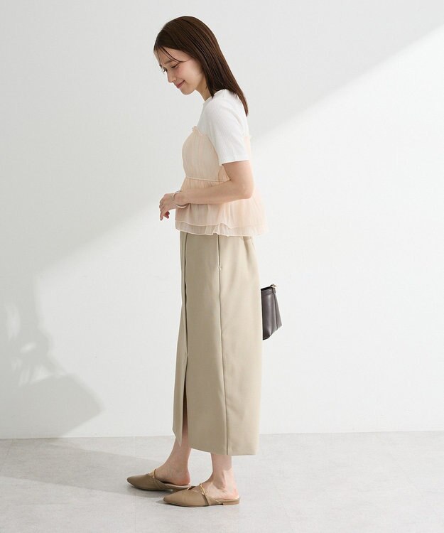 Green Parks オーガンジービスチェドッキング半袖プルオーハ Beige