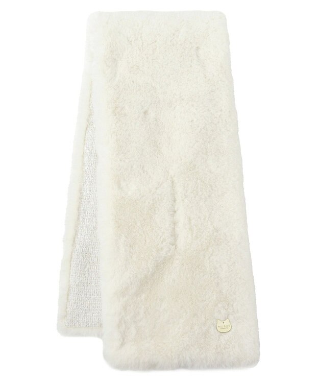 MOONBAT PAUL & JOE ACCESSOIRES フェイクファー×ツイード リバーシブルマフラー ホワイト