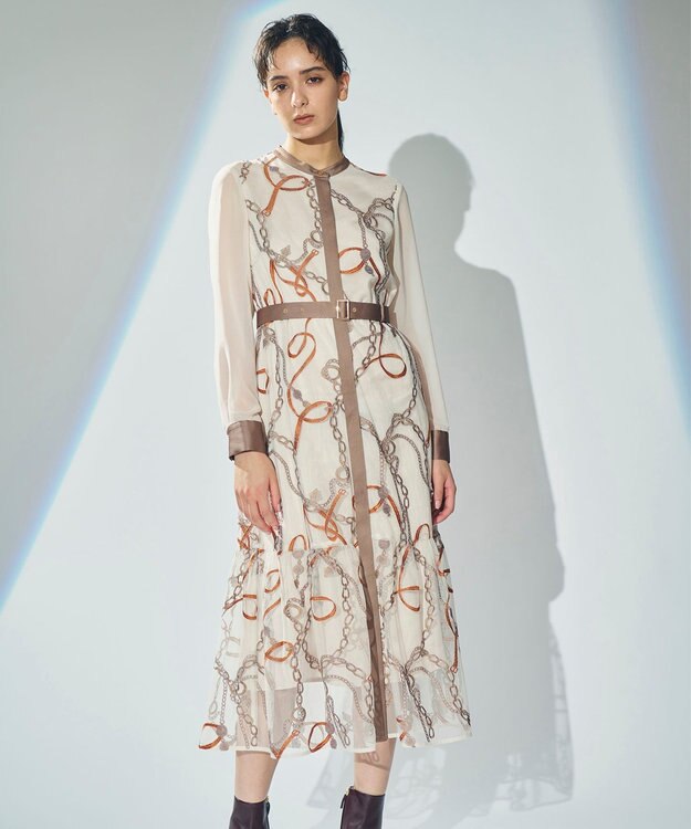 GRACE CONTINENTAL チェーン刺繍ワンピース キナリ