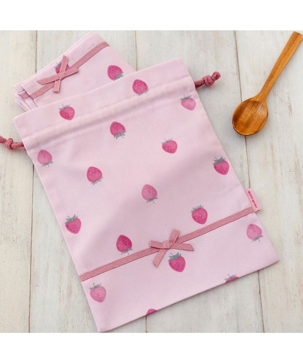 Mother garden マザーガーデン 野いちご 巾着 小《レトロストロベリー柄》 レトロストロベリー柄