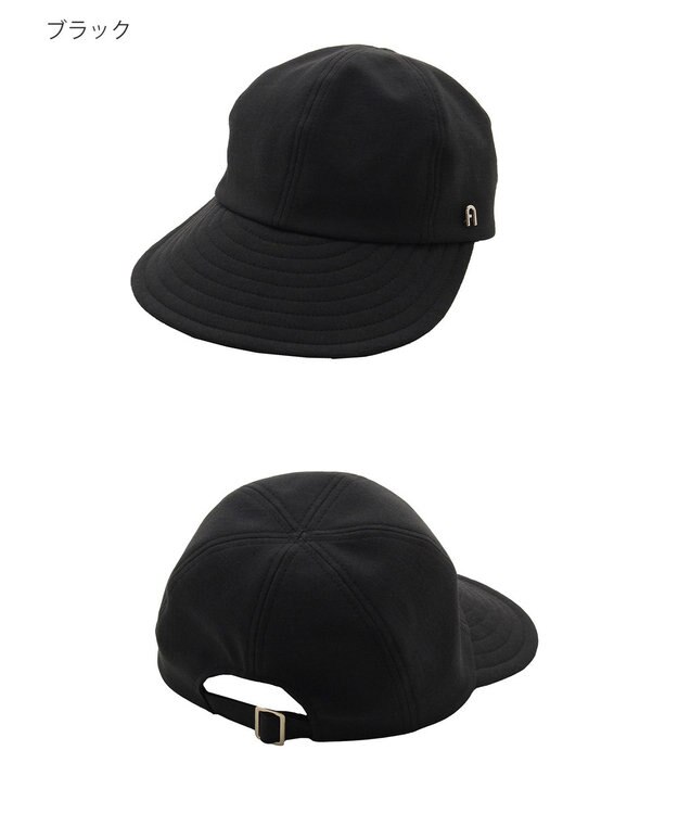MOONBAT 【遮光100％/遮熱/UVカット】FURLA(フルラ)アーチロゴ ロングつば キャップ 帽子  手洗い可能/日本製 ブラック