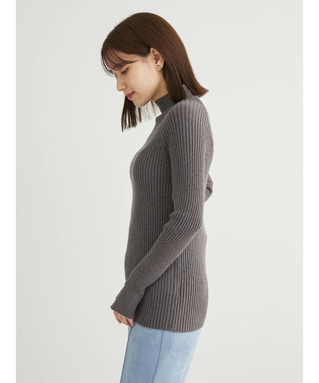 Green Parks ・Ｐｅｔｉｔ　Ｆｌｅｕｒ　ボトルネックリブニット Charcoal Gray