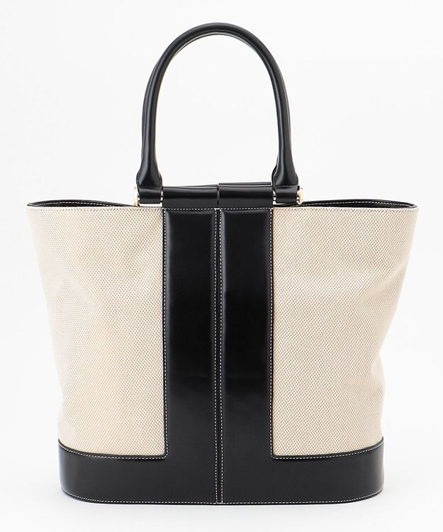 23区 キャンバスコンビ トートバッグ ホワイト×ブラック