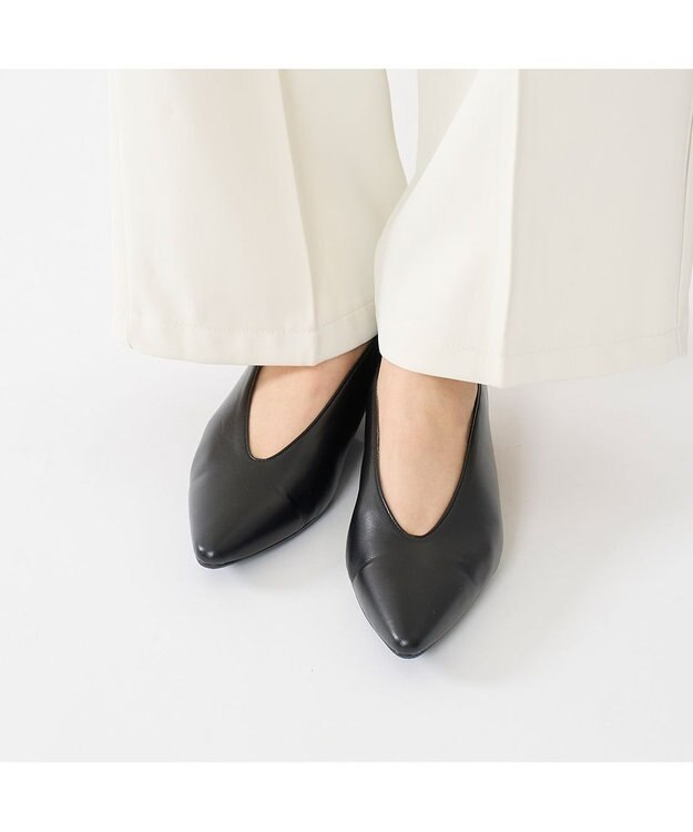 MODE ET JACOMO <MODE ET JACOMO>Uカットフラットプレーンパンプス ブラック