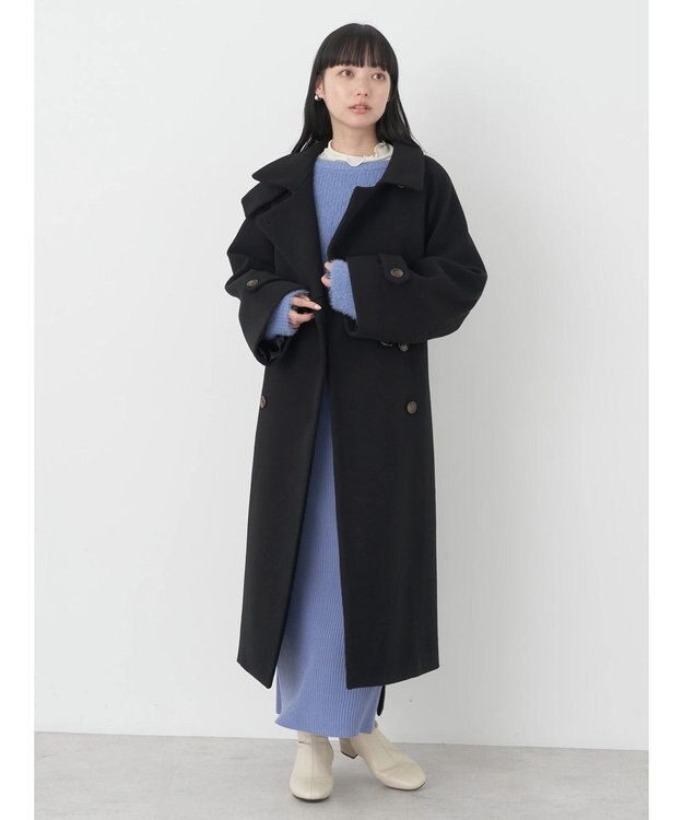 earth music&ecology ２ｗａｙカラーロングコート Black
