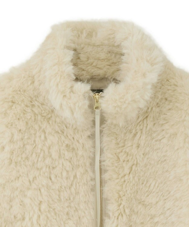 YECCA VECCA カーリーファーZIPジレ Beige