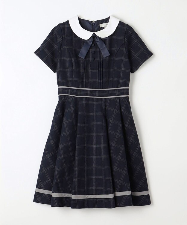 ANY KIDS ボレロ付き ワンピース グレー×ネイビーチェック