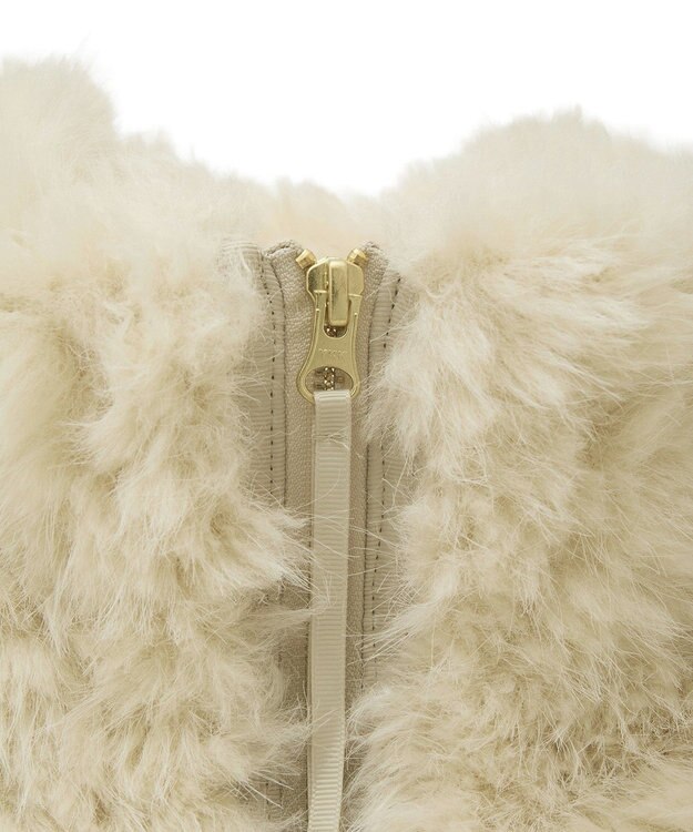 YECCA VECCA カーリーファーZIPジレ Beige