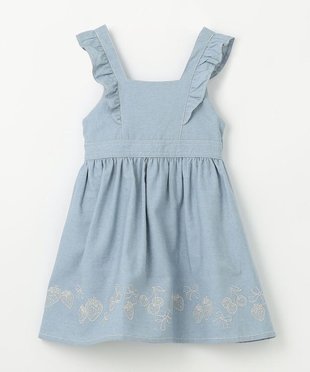 ANY KIDS 【チェリーベリーシリーズ】フルーツ 刺繍 ジャンパースカート ブルー