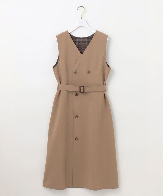 ANY SIS 【美人百花10月号掲載】リバーシブルチェックラップ ワンピース ブラウンチェック×キャメル