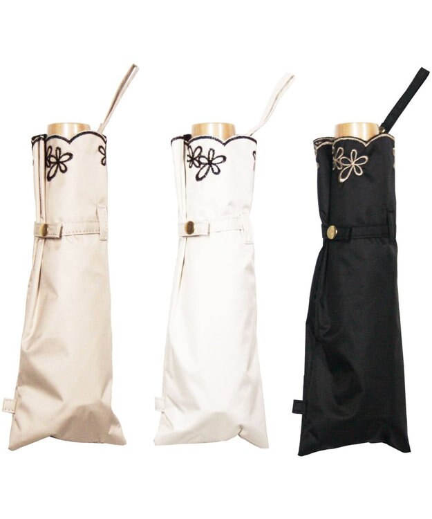 UNBILLION cache nez / プチフラワー刺繍折りたたみ日傘 ホワイト