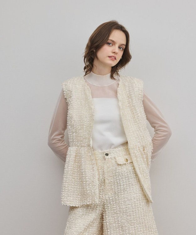 GRACE CONTINENTAL カットジャガードペプラムジレ キナリ