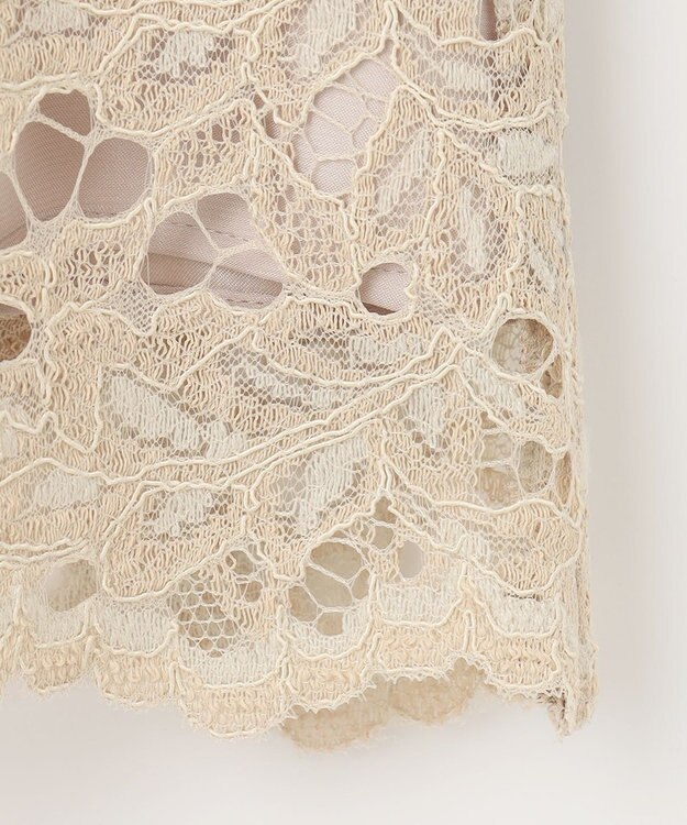 自由区 【セットアップ対応・洗える・XSサイズあり】レースコンビ ブラウス ベージュ系